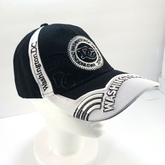 City Hunter Washington D.C. Embroidered Cap Hat Black White Hook Loop Closure... - Picture 4 of 11